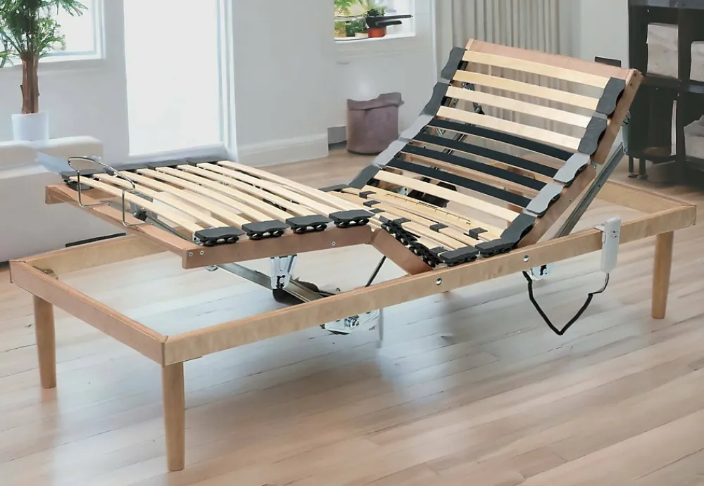 Sommier simple Dbuz, sommier à lattes en bois avec moteur, sommier orthopédique inclinable motorisé, 80x190h 34 cm>Talamo Italia Hot