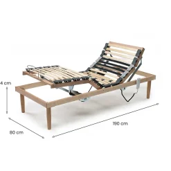 Sommier simple Dbuz, sommier à lattes en bois avec moteur, sommier orthopédique inclinable motorisé, 80x190h 34 cm><noscript><img width=