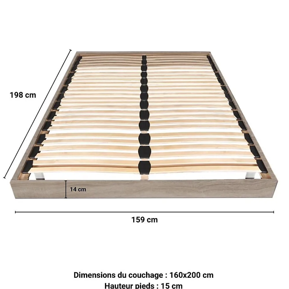 Weber Industries Sommier sur pied SOMKIT 160x200 / Décor Chêne grisé* Sommier