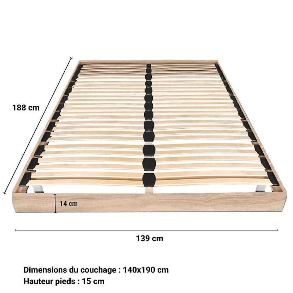 Sommier sur pied SOMKIT 140x190 / Décor Chêne blanchi>Weber Industries Discount