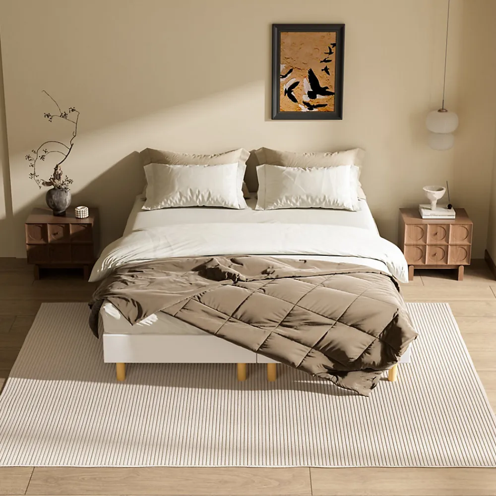 Sommier tapissé 160x200 cm(2x80x200), 12 pieds pour un maintien stable, hauteur 29 cm, housse amovible incluse>Teeno Online
