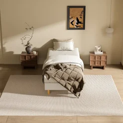 Teeno Sommier Tapissier à Lattes 80x200cm Blanc, 6 pieds* Sommier