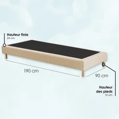 Sommier tapissier à lattes fixes 90x190 beige><noscript><img width=