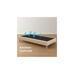 Sommier tapissier à lattes fixes 90x190 beige><noscript><img width=