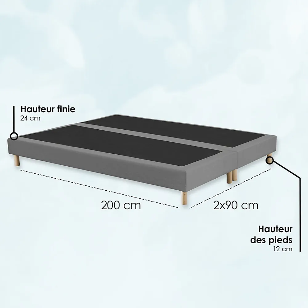Sommier tapissier à lattes fixes 180x200 gris chiné>Idliterie Outlet