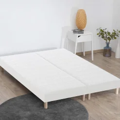 Sommier tapissier à lattes blanc 2x90x200><noscript><img width=