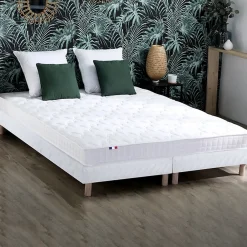 Sommier tapissier à lattes blanc 2x90x200><noscript><img width=