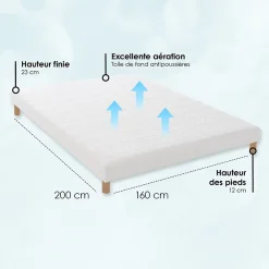 Idliterie Sommier tapissier à lattes blanc 160x200* Sommier
