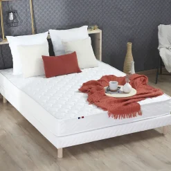 Idliterie Sommier tapissier à lattes blanc 140x190* Sommier