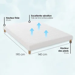Idliterie Sommier tapissier à lattes blanc 140x190* Sommier