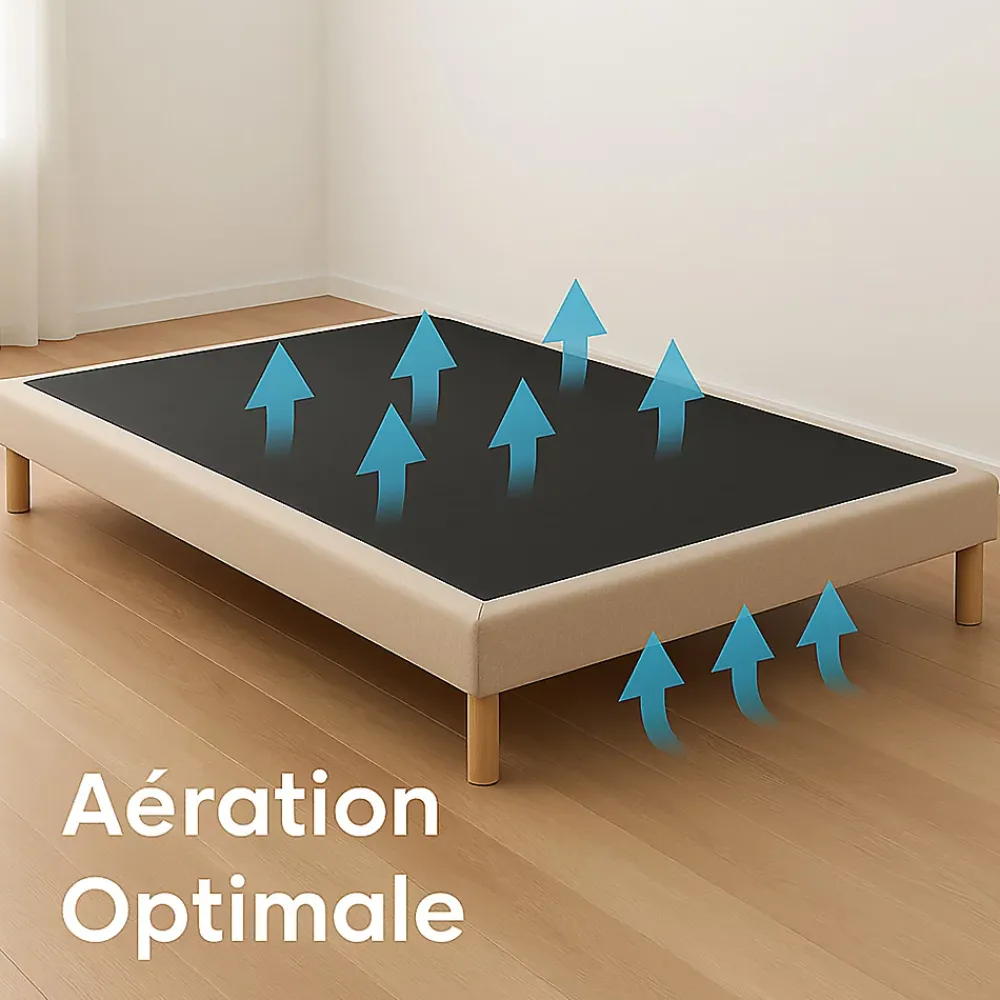 Idliterie Sommier tapissier à lattes fixes 140x200 beige* Sommier