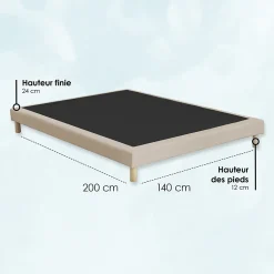 Idliterie Sommier tapissier à lattes fixes 140x200 beige* Sommier