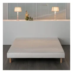 Sommier tapissier a lattes 160 x 200 - Bois massif blanc + pieds - FINLANDEK Rakenne>Deko Dream Outlet