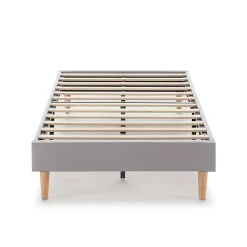 Vs Venta-Stock Sommier tapissier Aura + tête de lit 90x190 cm, Gris clair, hauteur 30 cm* Sommier