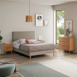 Vs Venta-Stock Sommier tapissier Aura + tête de lit 90x190 cm Beige, hauteur 30 cm* Sommier