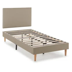 Vs Venta-Stock Sommier tapissier Aura + tête de lit 90x190 cm Beige, hauteur 30 cm* Sommier