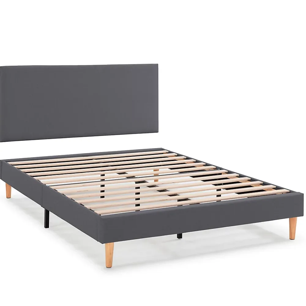 Vs Venta-Stock Sommier tapissier Aura + tête de lit 140x200 cm Gris Foncé, hauteur 30 cm* Sommier