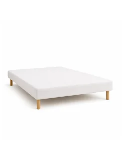SOMMIER TAPISSIER BLANC 140x200 cm FABRICATION FRANÇAISE ARTISANALE PIEDS OFFERTS HAUTEUR avec PIEDS 27 cm><noscript><img width=