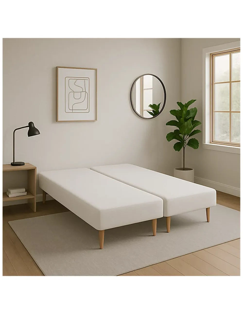 By Sommiflex. SOMMIER TAPISSIER BLANC 100x200x2 (200x200) FABRICATION FRANÇAISE ARTISANALE PIEDS OFFERTS HAUTEUR avec PIEDS 27 cm* Sommier