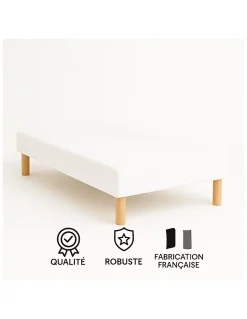 By Sommiflex. SOMMIER TAPISSIER BLANC 90x190 cm FABRICATION FRANÇAISE ARTISANALE PIEDS OFFER* Sommier