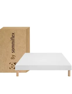 By Sommiflex. SOMMIER TAPISSIER BLANC 140x200 cm FABRICATION FRANÇAISE ARTISANALE PIEDS OFFERTS HAUTEUR avec PIEDS 27 cm* Sommier