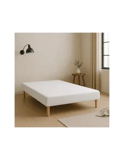 By Sommiflex. SOMMIER TAPISSIER BLANC 140x200 cm FABRICATION FRANÇAISE ARTISANALE PIEDS OFFERTS HAUTEUR avec PIEDS 27 cm* Sommier