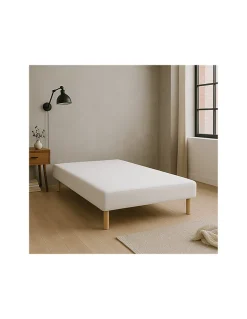 SOMMIER TAPISSIER BLANC 130x190 cm FABRICATION FRANÇAISE ARTISANALE PIEDS OFFERTS HAUTEUR avec PIEDS 27 cm>By Sommiflex. Discount