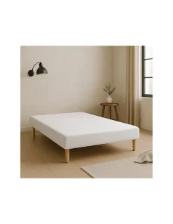 SOMMIER TAPISSIER BLANC 130x200 cm FABRICATION FRANÇAISE ARTISANALE PIEDS OFFERTS HAUTEUR avec PIEDS 27 cm>By Sommiflex. Online