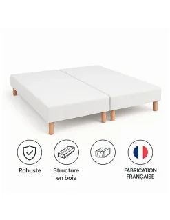 SOMMIER TAPISSIER BLANC 90x200x2 (180x200) FABRICATION FRANÇAISE ARTISANALE PI><noscript><img width=