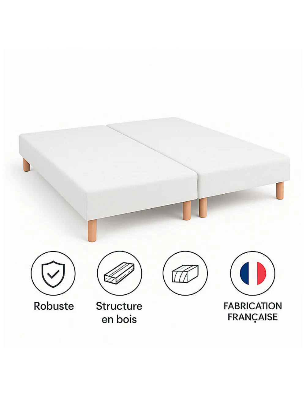 SOMMIER TAPISSIER BLANC 90x200x2 (180x200) FABRICATION FRANÇAISE ARTISANALE PI>By Sommiflex. Sale