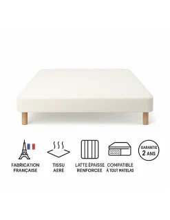 By Sommiflex. Sommier Tapissier Blanc 140x190 Conception Française Artisanale* Sommier