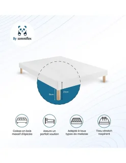 By Sommiflex. SOMMIER TAPISSIER BLANC 90x200 cm FABRICATION FRANÇAISE ARTISANALE PIEDS OFFERTS HAUTEUR avec PIEDS 27 cm* Sommier