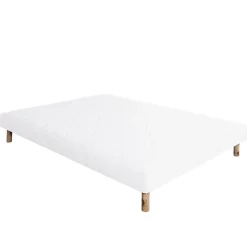 Sommier tapissier bois massif blanc avec pieds (140x190 cm - Blanc)>Home Maison