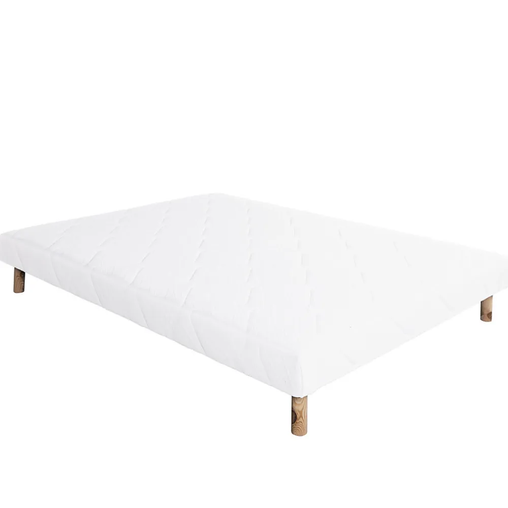 Sommier tapissier bois massif blanc avec pieds (140x190 cm - Blanc)>Home Maison