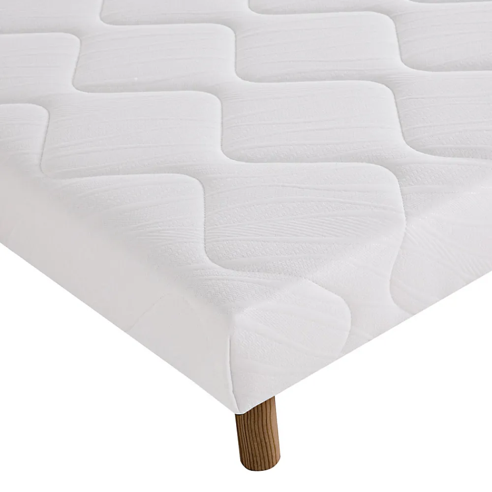 Sommier tapissier bois massif blanc avec pieds (140x190 cm - Blanc)>Home Maison