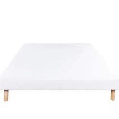 Sommier tapissier bois massif blanc avec pieds (140x190 cm - Blanc)><noscript><img width=