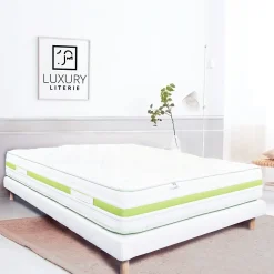 Sommier tapissier bois massif blanc avec pieds (140x190 cm - Blanc)><noscript><img width=
