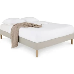 Idimex Sommier tapissier BREST 160 x 200 cm revêtement tissu - Beige* Sommier