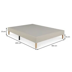 Idimex Sommier tapissier BREST 160 x 200 cm revêtement tissu - Beige* Sommier