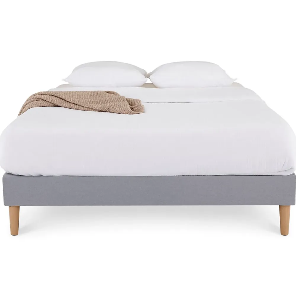 Idimex Sommier tapissier BREST 160 x 200 cm revêtement tissu - Gris* Sommier