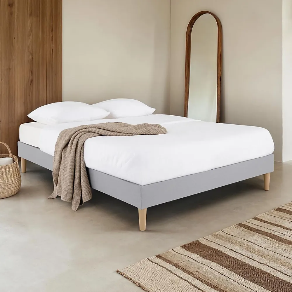 Idimex Sommier tapissier BREST 160 x 200 cm revêtement tissu - Gris* Sommier