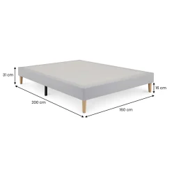 Idimex Sommier tapissier BREST 160 x 200 cm revêtement tissu - Gris* Sommier