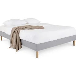 Idimex Sommier tapissier BREST 160 x 200 cm revêtement tissu - Gris* Sommier