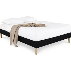 Sommier tapissier BREST 160 x 200 cm revêtement tissu - Noir>Idimex Best
