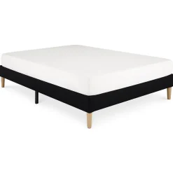 Sommier tapissier BREST 160 x 200 cm revêtement tissu - Noir><noscript><img width=