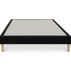 Sommier tapissier BREST 160 x 200 cm revêtement tissu - Noir><noscript><img width=
