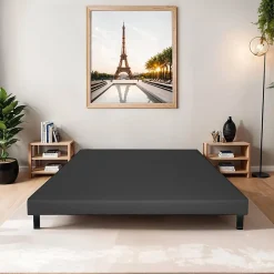 Bellecour Sommier tapissier Constantine 140x200 cm Epaisseur 18 cm Gris anthracite (pieds non inclus)* Sommier