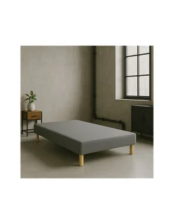 SOMMIER TAPISSIER GRIS 160x200 cm FABRICATION FRANÇAISE ARTISANALE PIEDS OFFERTS HAUTEUR avec PIEDS 27 cm>By Sommiflex. Best