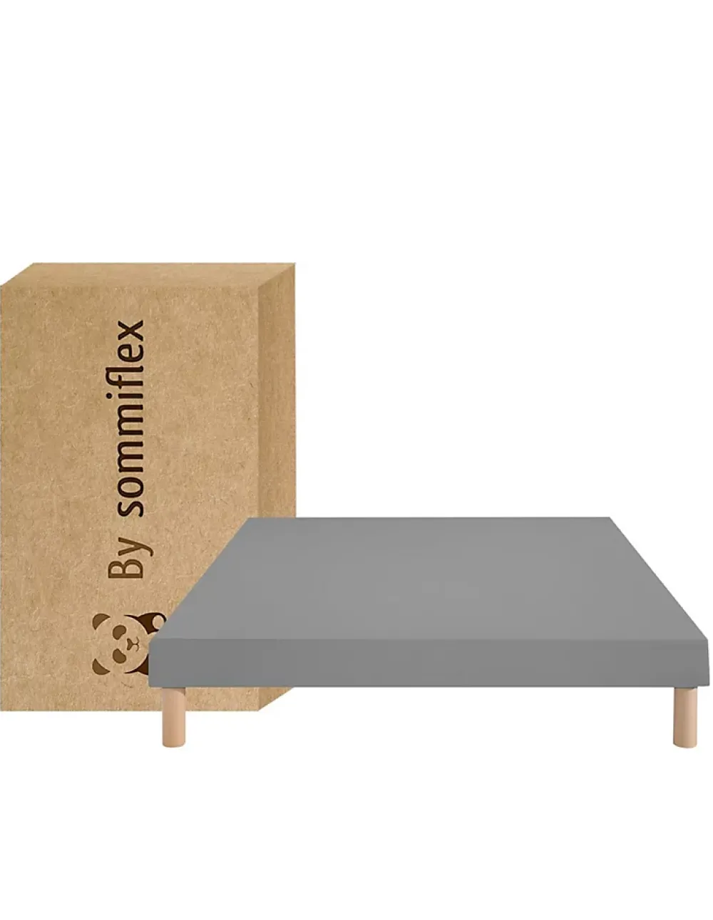 By Sommiflex. SOMMIER TAPISSIER GRIS 130x200 cm FABRICATION FRANÇAISE ARTISANALE PIEDS OFFERTS HAUTEUR avec PIEDS 27 cm* Sommier