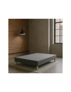 By Sommiflex. SOMMIER TAPISSIER GRIS 130x200 cm FABRICATION FRANÇAISE ARTISANALE PIEDS OFFERTS HAUTEUR avec PIEDS 27 cm* Sommier